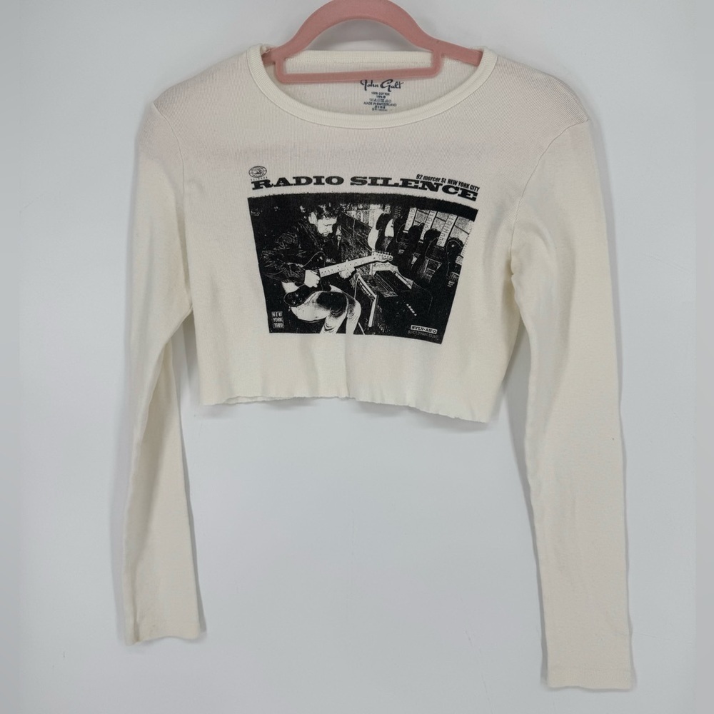 Brandy Melville John Galt Women's Hailie Crop Radio Silence Long Sleeve Small